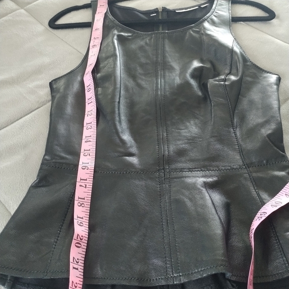 Nordstrom Halogen Black Leather Peplum Top XS - Picture 8 of 11